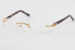 Decor plank frame bril mannen 18 k gouden frames mode randloze paarse plank oogglazen C decoratie eyewear accessoires