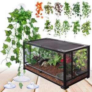 Decor Plant Decoratie Reptiel Planten Met Zuignap Voor Reptiel Terrarium Amfibie Slang Hagedis Klimmen Huisdieren Tank Habitat Decor