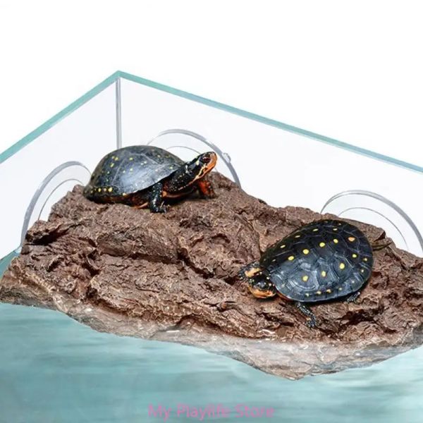 Décor réaliste écorce d'arbre/Texture de pierre tortue se prélasser plate-forme tortue île flottante Aquariums île escalade échelle de tortue