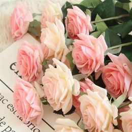 Décor Rose fleurs artificielles fleurs en soie fleurs florales Latex vraie touche Rose Bouquet de mariage maison fête conception fleurs GA479252b