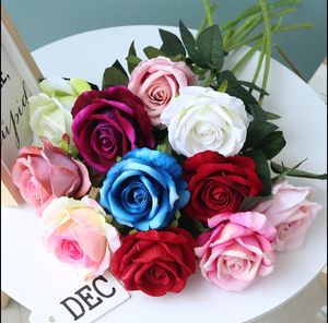 Decor Rose Artificial Flowers Silk Flowers Floral Latex Real Touch Rose Wedding Bouquet Home Party Design Flowers GB865
