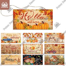 Décor Bienvenue Automne Bois Métal Tin Signe Citrouille Bonjour Automne Plaque En Bois Pastorale Jardin En Bois Plaque Suspendue Cour Mur Décoration De La Maison w01