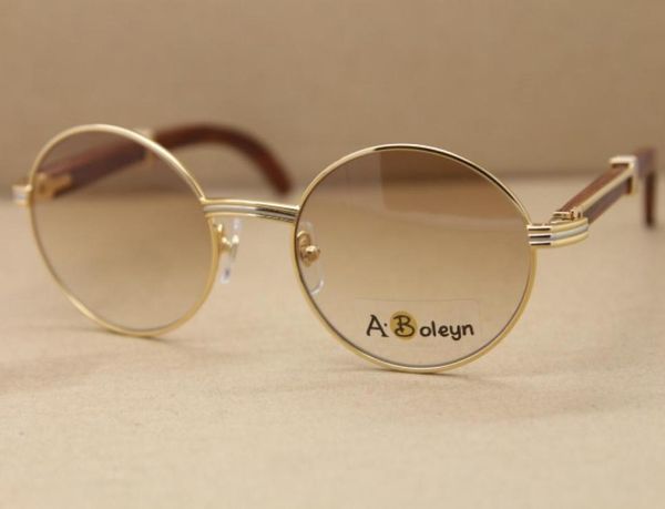 Décor Cadre en bois 7550178 Lunettes de soleil Octagon Round Men Famous Silver Gold Metal Cadre C Décoration Lenses de haute qualité Diamond1854573