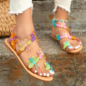Decorated Summer Butterfly Flat kleurrijke strandsandalen buiten damesschoenen voor vrouwen