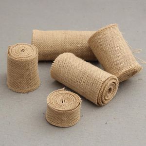 Décoration 10 mètres 5 cm / 10 cm / 15cm de largeur de largeur de jute Runner Burlap Tissu pour chaise de jute