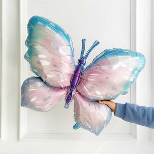 Decoración 10 Uds. Nuevos productos globo de aluminio de mariposa Rosa Gradual crema púrpura globo Digital Decoración de cumpleaños para Baby Shower