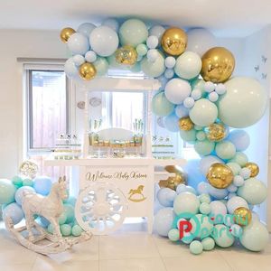 Decoratie 124pcs/set Macaron Blue Pastel Ballonnen Garland Arch Kit Confetti Verjaardag Wedding Baby Shower Anniversary Party Decoration T20062