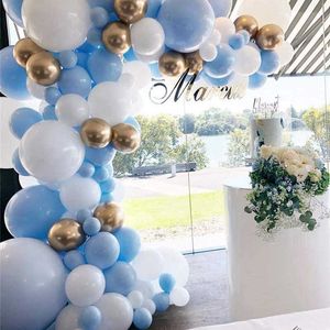 Décoration 128 pièces guirlande de ballons bleu blanc or ballon mariage douche nuptiale garçons anniversaire bébé douche décoration