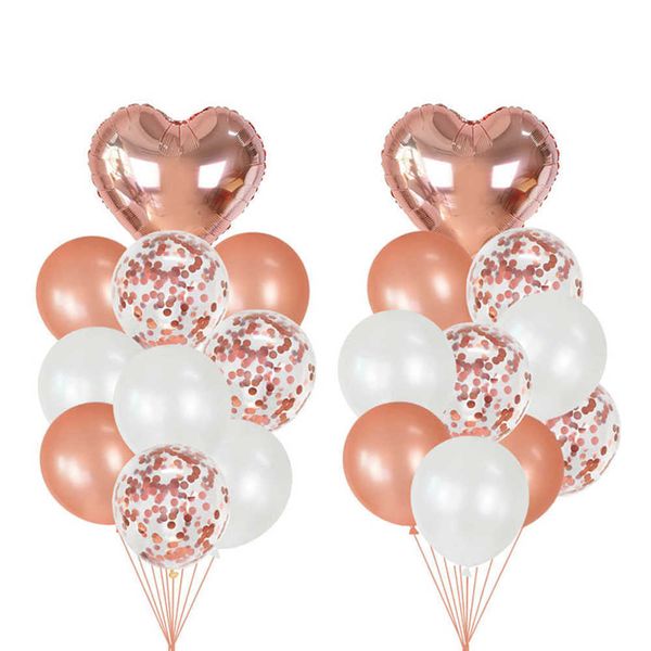 Ensemble de ballons avec confettis en or Rose, 14/20 pièces, décoration pour fille et garçon, décoration d'anniversaire, de mariage, de noël, cadeau de réception-cadeau pour bébé