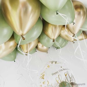 Décoration 15 / 20pcs ballon rétro Green Boules d'or blanc anniversaire anniversaire anniversaire jungle décor d'été fournit des fournitures de maison r230811