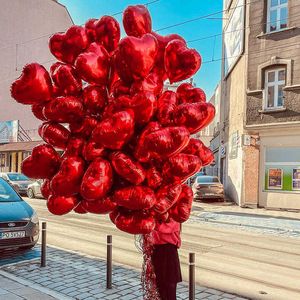 Decoración 18 pulgadas corazón rojo globos de aluminio globos de feliz cumpleaños decoraciones suministros para fiestas de bodas