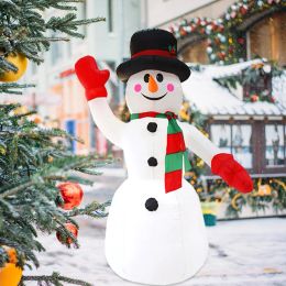 Décoration 2.4m bonhomme de neige de noël modèle gonflable lumière LED gant rouge accessoires de piquet de noël jouets accessoires ménagers décor de fête de vacances