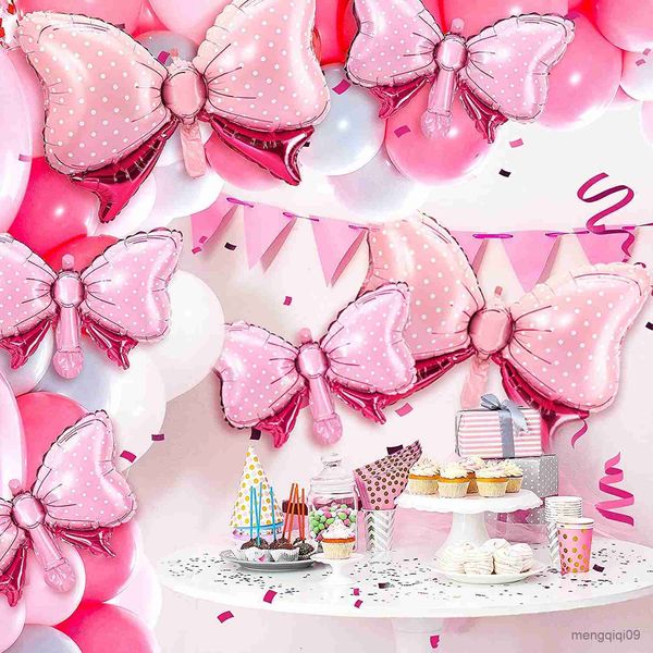 Décoration 2pcs souris Pink Bal Foil Balloons d'anniversaire décoration gonflée Rosette Globos Girl Baby Shower R230811