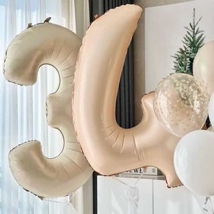 Ballon numérique en aluminium crème Caramel, décoration 32/40 pouces, ballon numérique, décoration d'anniversaire, boule de réception-cadeau pour bébé