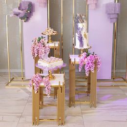 Decoración 3 piezas un conjunto de lujo colorido diseño de boda redondo acrílico evento comedor mesa de flores soporte de pastel de boda mesas imake188