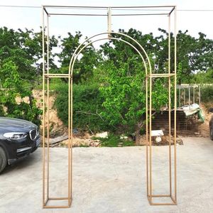 Decoratie 3 stcs Wedding Arch Flower Arch Stage achtergrond metalen truss Arch Decoratie Cuboid Arc Background Gold Stand Props Imake441