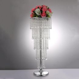 Decoración 40 cm a 120 cm de alto) centros de mesa de florero para boda Centro de mesa de boda de cristal alto Soporte de flores de acrílico Guirnaldas de araña