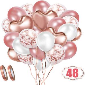 Décoration 48 pièces nouveau Film d'aluminium pailleté ballons en caoutchouc ensemble personnalisé décoration d'anniversaire de mariage