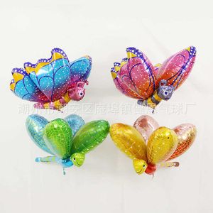 Décoration 4D modélisation anniversaire décoration stéréo flottant vide thème papillon libellule ballon en aluminium