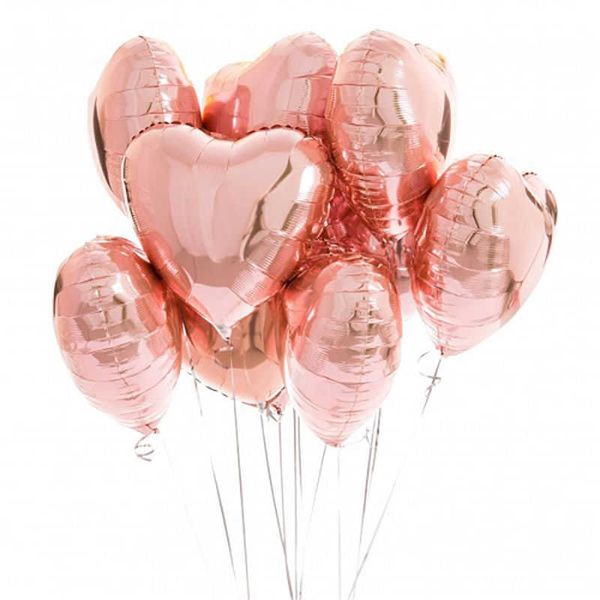 Decoración 5-100 Uds. Globos de aluminio con forma de corazón de amor de oro rosa de 18 pulgadas, decoraciones para bodas y cumpleaños, globos para niños y adultos