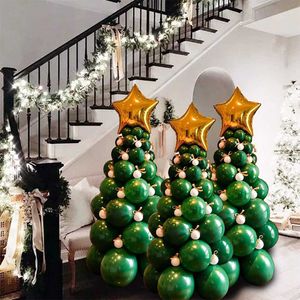 Decoratie 96 stks Kerstboom Vorm Ballon Toren Met Ballon Voor Vrolijke Kerstversiering Kinderen Noel DIY Cadeau Supply