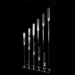 Decoratie Acryl Candelabra 5 10 Heads Candle Holders Wedding Candlesticks Flower Standhouder Candelabrum voor middentafel Decoratie Imake314