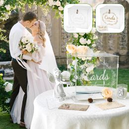 Decoratie Acryl Card Box Clear Wedding Box Money Doos Holder Decor Decor Gift Card Envelop Collection Box met bedankje Bord voor bruiloftsfeestje