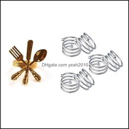 Accesorios de decoración para cocina, comedor, Bar, hogar, jardín, servilleteros, soporte redondo, hebillas para boda, fiesta, decoración de mesa, 12 oro 6 plata