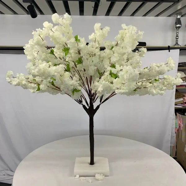 Decoración Artificial Cherry Blossom Trees Hecho a mano blanco Light Pink Tree Indoor Outdoor Home Office Party Wedding flower stand centros de mesa decoración imak535