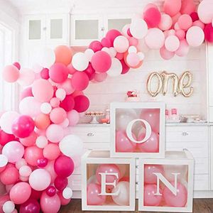 Boîtes à ballons décoratives pour anniversaire, blocs de décoration pour 1er anniversaire, décor avec une lettre, décor de réception-cadeau pour bébé garçon et fille