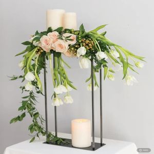 Decoratie zwarte bruiloft bloemstandaard voor bloemen arrangement zwarte tafel kandelabra voor bruiloft geleid kaarslicht kandelabra centerpieces imake660