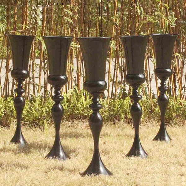 décoration Noir Mariages Centres De Table Vase Pour La Vente En Gros Unique Conception Noir Couleur Mariage Centerp make459