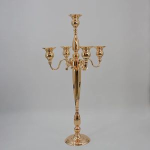 Bougeoirs de décoration à 5 bras, candélabres en métal doré, chandelier en cristal pour centres de table d'événements de mariage, imake120