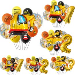 Decoratie Karton Voertuig Ballon Graafmachine Heftruck Kraan Ballonnen voor Jongen Bouw Verjaardag Decoratie Geschenken Levering