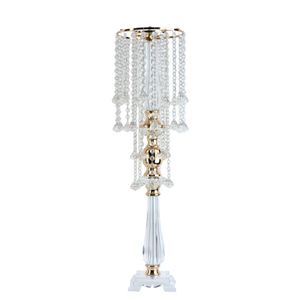 Decoratiecentrum Stukken Tall Crystal Metal Vaas Gold Flower Stand Vase voor Tafel Bruiloft Centerpieces Senyu739