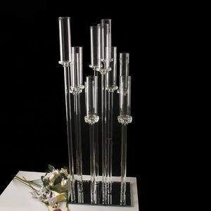 Décoration clair acrylique ouragan cristal candélabres centres de mariage cristal pièce maîtresse conique bougeoirs senyu790