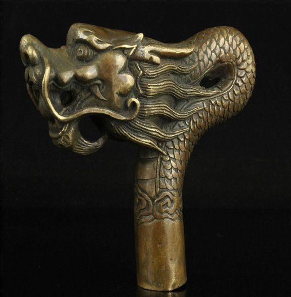 décoration cuivre artisanat Chine ancienne travail manuel sculpture bronze statue statue de canne de canne bâton de marche 1965152