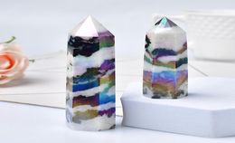 Décoration artisanat naturaire aura stone cristal point cristallin noir et blanc zèbre quartz bague