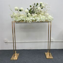 Decoratie dubbele pijp stabiel vergulde ijzeren frame vierkante plankscherm bruiloft boog achtergrond gouden bloemstand banket evenement feest rekwisieten plank mak726