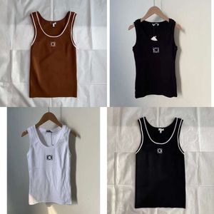 Decoratie geborduurde tanks zomer dames mode u-neck outfit sexy strak hot girl casual vest