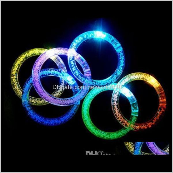 Décoration Événement Fête Maison Jardin Drop Delivery 2021 Glitter Bracelet Bandgle Led Cristal Dégradé Couleur Main Anneau Acrylique Glow Flash Li