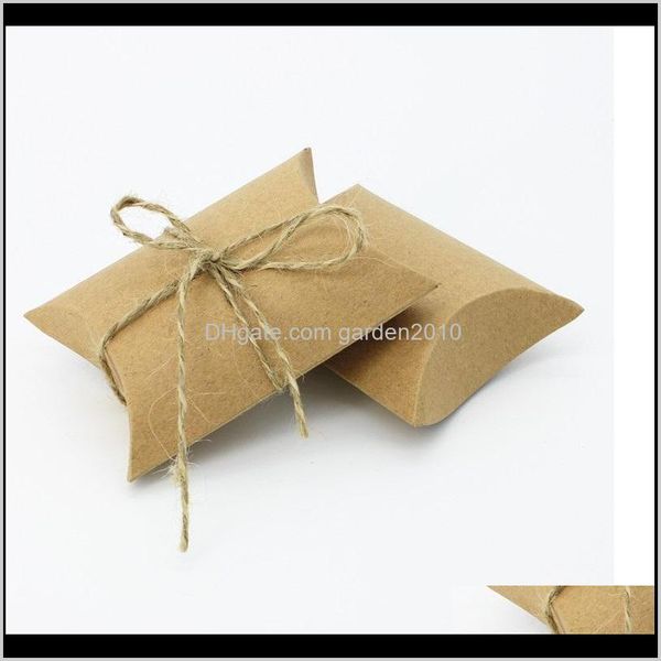 Decoración Moda Linda Caja de almohada Kraft Favor de fiesta de boda Cajas de dulces Bolsas de regalo de papel WA3248 FPQAK ZZ2XH