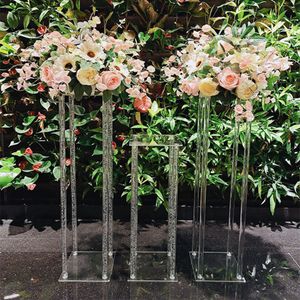 Decoración Florero de piso Floreros transparentes Centro de mesa para matrimonio Columna de soporte floral vintage para decoración de bodas make209