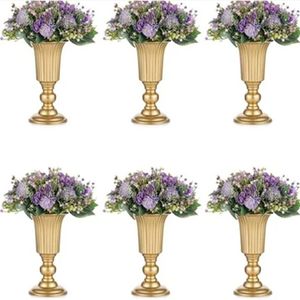 Décoration Vase trompette en métal fleuri élégant centres de table de mariage Vase pour fête 23.2 cm de hauteur arrangements de fleurs artificielles 508