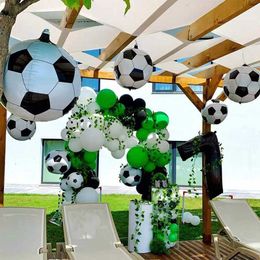 Ballon de décoration sur le thème du Football, ballon en aluminium, chiffres noirs, pour garçons et hommes, fournitures de décoration pour anniversaire de Champion de Football
