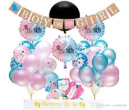 Decoratie Geslacht onthullen Ballonet 36 inch gender onthulling Boy of Girl Banner Confetti Foil Balloon Set