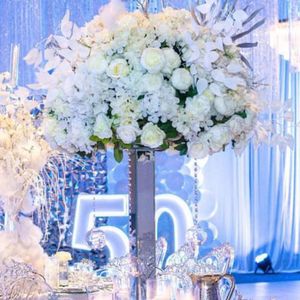 Decoratie Gold Mirror Pilaar Flower Road Lead Acryl Wedding Tafel Centerpieces Event feestvazen ​​Home Hotel Decoratie 652