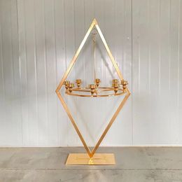 Decoratie goud zilveren metaalstandaard kristal kroonluchters voor trouwtafel top centerpieces hoog tafel middelpunt gouden kaarsenhouders bruiloft decor kandelabra 689