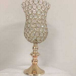 Decoratie prachtige glas goud kristal kandelabra kristal vaas bruiloft tafel decoraties centerpieces make519