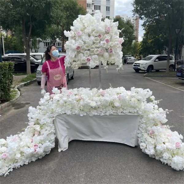 Decoração quente casamento flor corredor mesa floral peça central para festa de casamento arranjo diy imake714